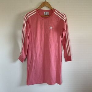 NWT Adidas Originals 3 Stripes Pink & White Girls Youth Dress Sz M Sporty Preppy